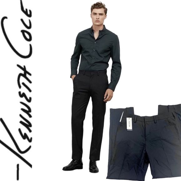 New Kenneth Cole Reaction Stretch Modern Fit Dress Pants Black 31 x 32 - Picture 3 of 15